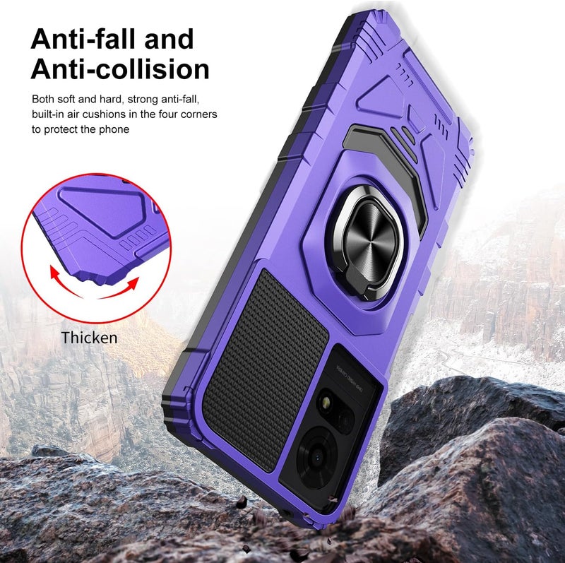 Mocotto for TCL K24/TCL K23/TCL 50 LE Phone Case with Tempered Glass Screen Protector,Military Grade Heavy Duty Shockproof Protective Cover,with Ring Kickstand (TCL K24,Purple) - Image 4